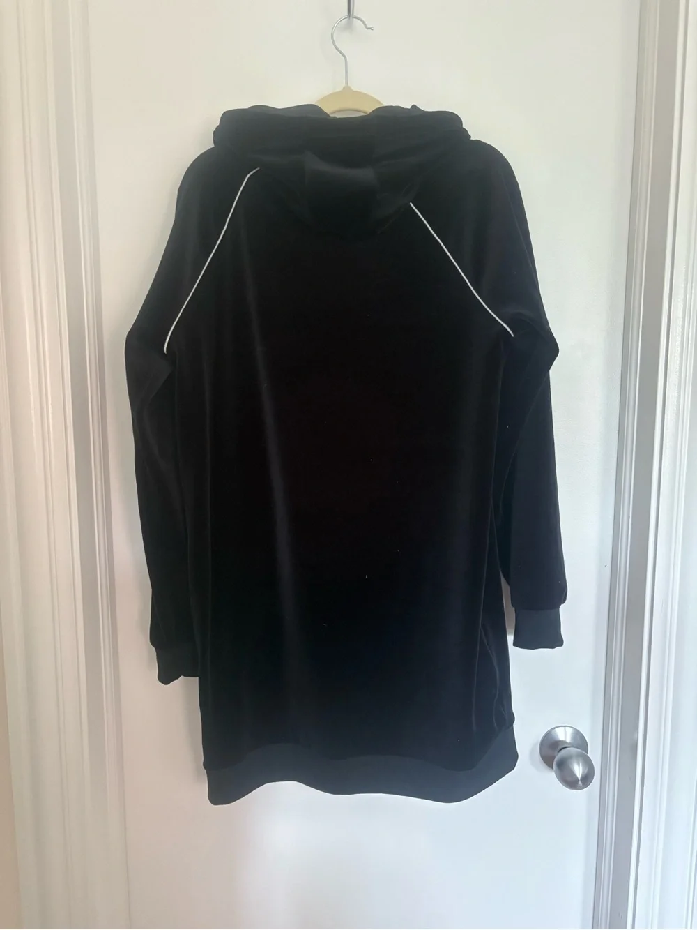 Nike Black Velevt Hoodie Dress with White Logo